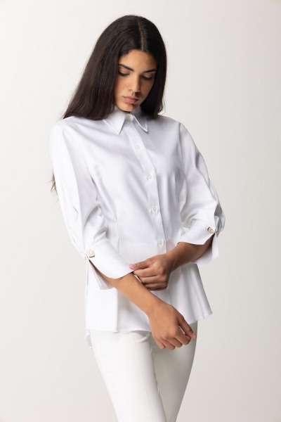 Elisabetta Franchi  Camisa entallada de popelina con pliegues CA09247E2 BIANCO