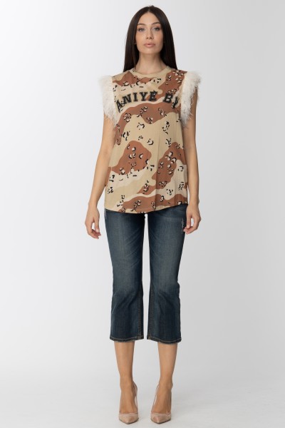 Aniye By  Tank top with feathers and logo 185120 CAMOU