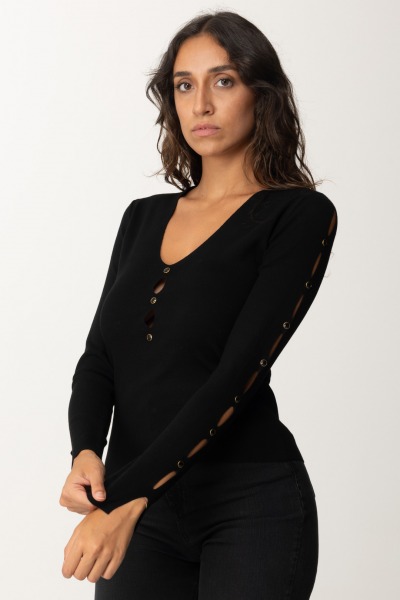 Twin-Set  Sweater with Cut-Outs and Studs 242TP3312 NERO