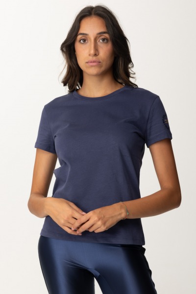 Elisabetta Franchi  Camiseta con logo bordado en la manga MA00546E2 NAVY