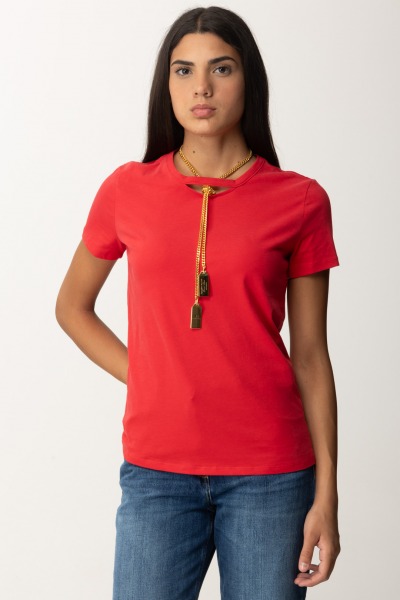 Elisabetta Franchi  T-shirt in jersey con collana MA00946E2 RED PASSION