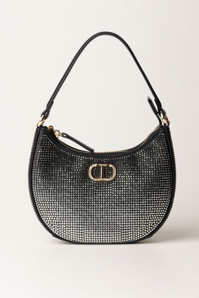 Twin-Set  Bolso hobo Moon con strass y logo 242TB7380 NERO