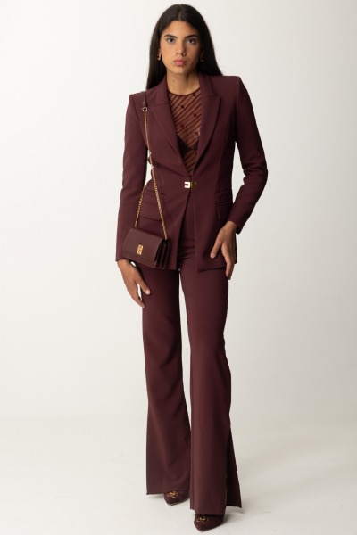 Elisabetta Franchi  Suit Jacket and Trousers with Logo TP00146E2 ROUGE NOIR