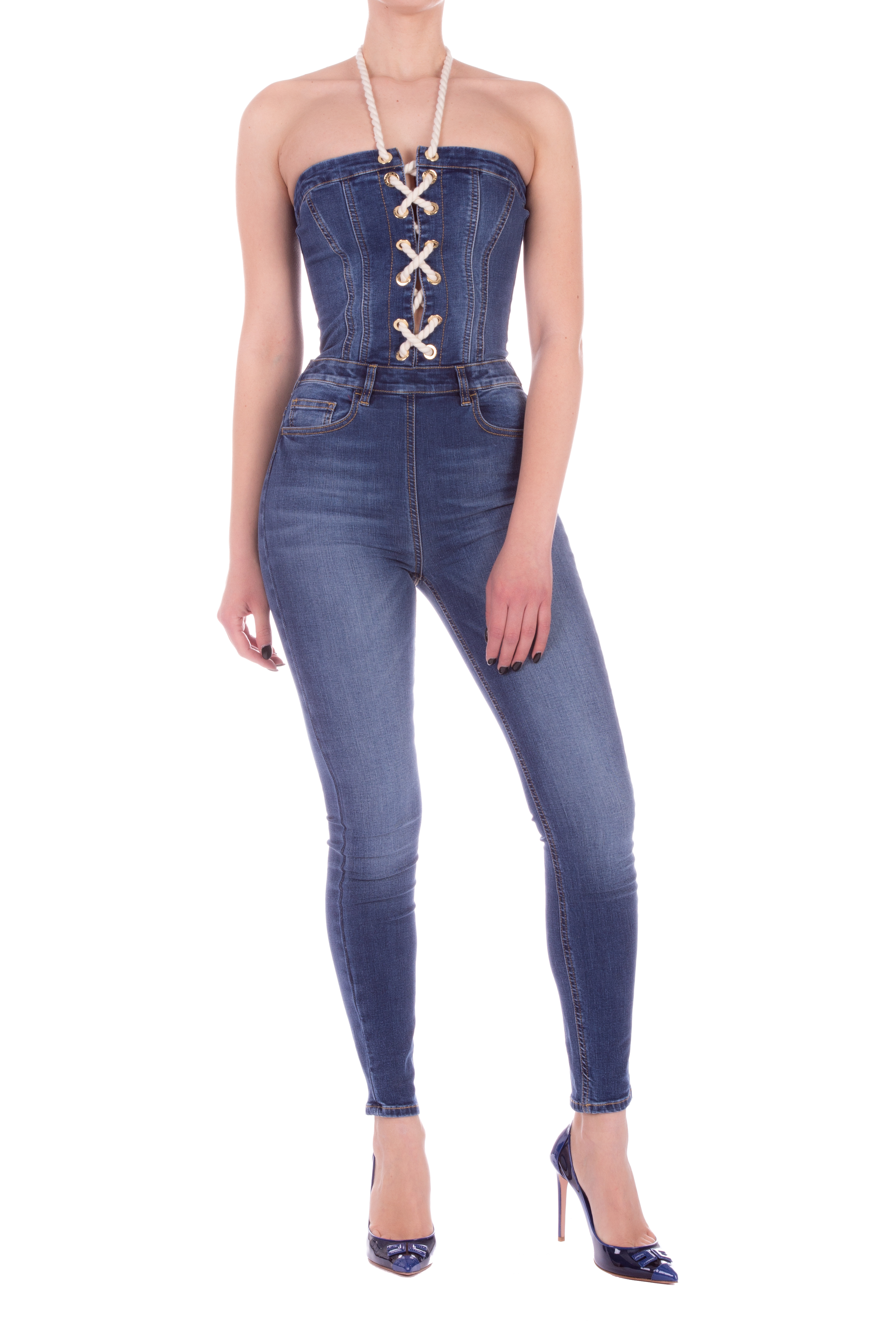 elisabetta franchi denim jumpsuit