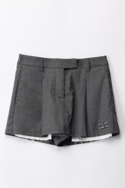 ELISABETTA FRANCHI BAMBINA  Shorts in fresco lana con ricamo logo EFBE0610ML002.5098 LEAD