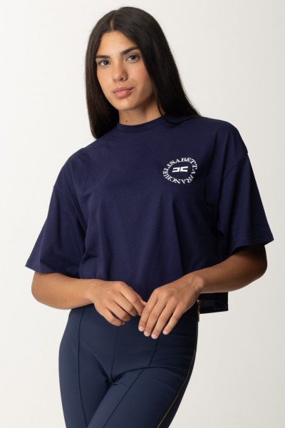 Elisabetta Franchi  Camiseta corta con logo estampado MA00646E2 NAVY