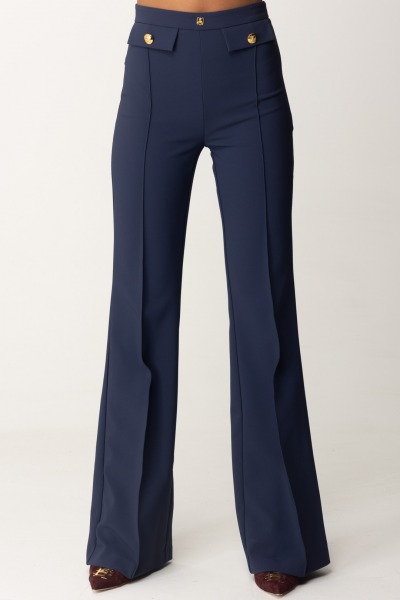 Elisabetta Franchi  Stretch Pants with Logo Waist PA02546E2 NAVY