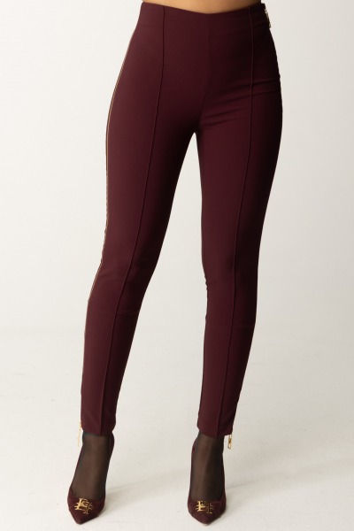 Elisabetta Franchi  Pantalon droit avec zip PA00546E2 ROUGE NOIR