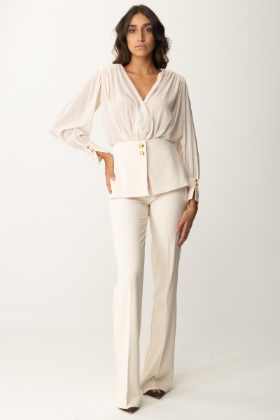 Elisabetta Franchi  Long Jumpsuit with Peplum Waist TU00847E2 BURRO