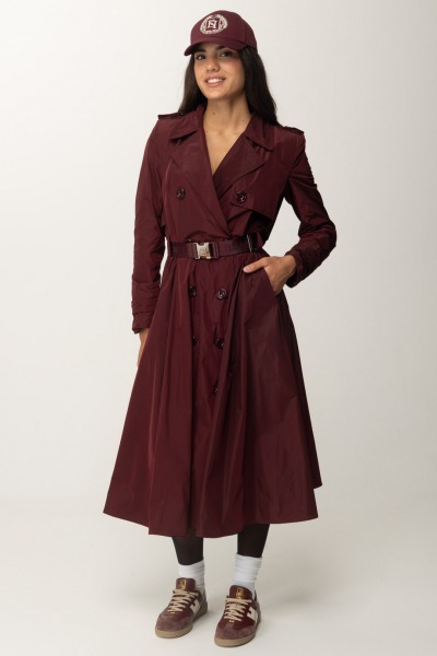 Elisabetta Franchi  Trench croisé avec jupe ample SP00246E2 ROUGE NOIR