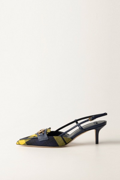 Elisabetta Franchi  Slingback de tartán con bocado de caballo SA81B47E2 NAVY/MIMOSA