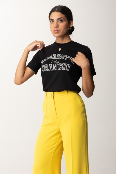 Elisabetta Franchi  T-shirt en jersey à imprimé universitaire MA01546E2 NERO