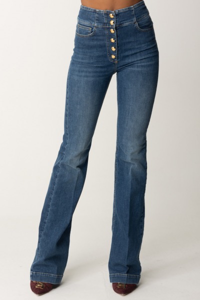 Elisabetta Franchi  Jeans a zampa con bottoniera centrale PJ66S46E2 BLUE DENIM