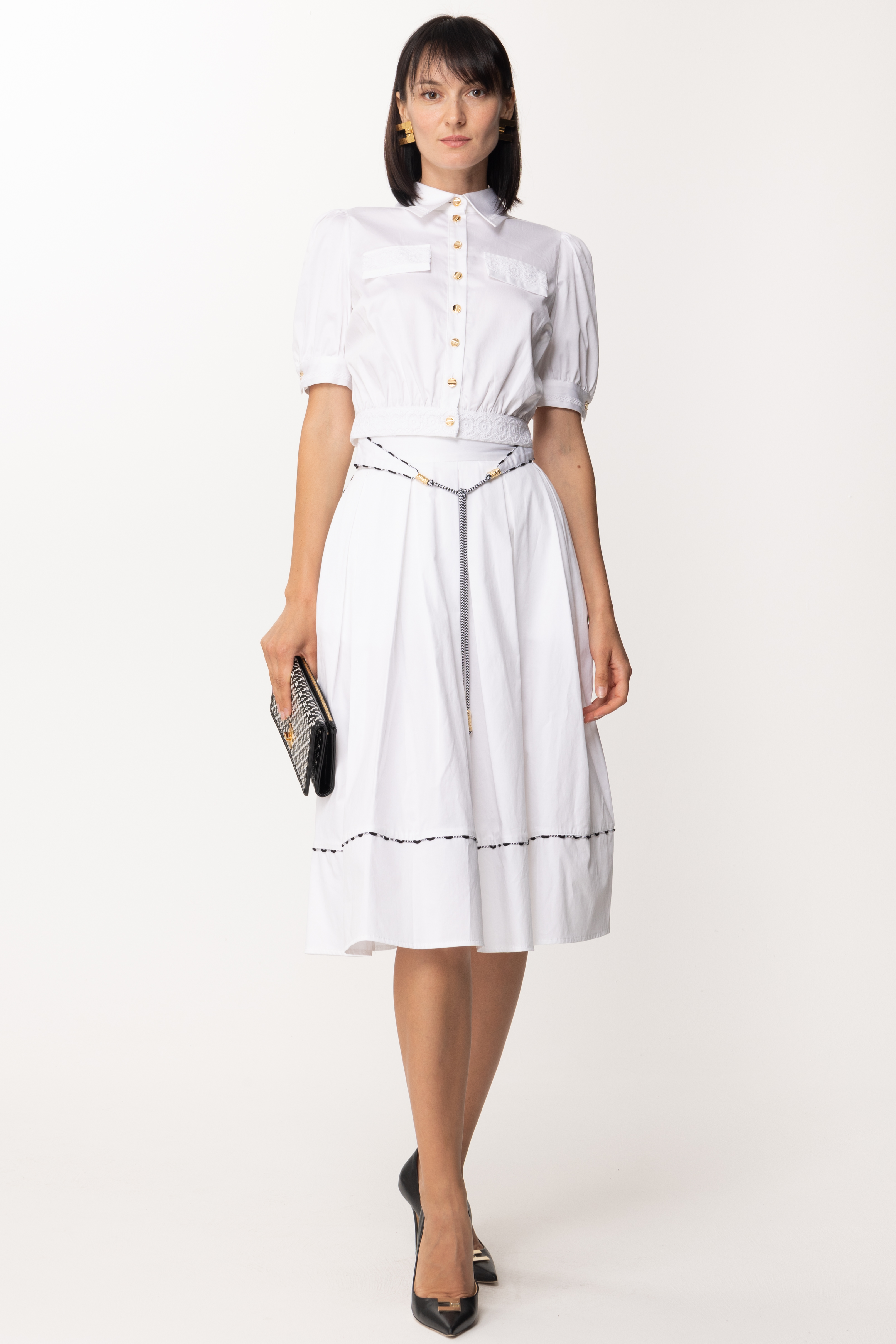 Quilted Jersey Skirt In Bianco