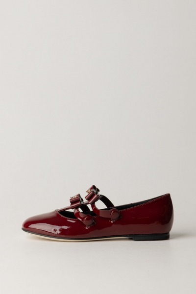 ELISABETTA FRANCHI BAMBINA  Ballerines en cuir verni avec nœuds F4A3-E0093-0286301- BORDEAUX