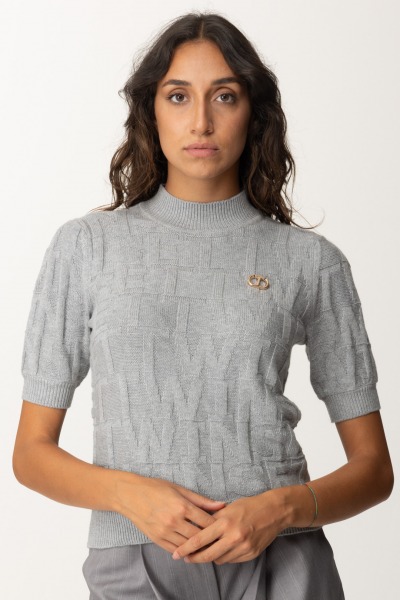 Twin-Set  Jersey con cuello alto y logo de letras 242TP3600 WARM MELANGE GRAY