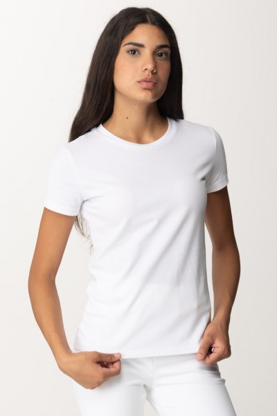 Elisabetta Franchi  Camiseta con logo bordado en la manga MA00546E2 GESSO