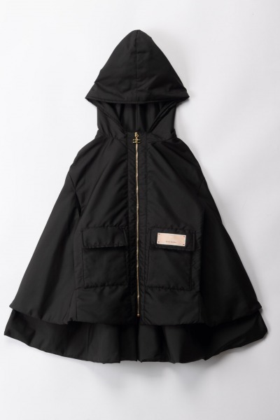 ELISABETTA FRANCHI BAMBINA  Cape avec capuche et étiquette logo EFGB1140NY167.D304 BLACK PINK