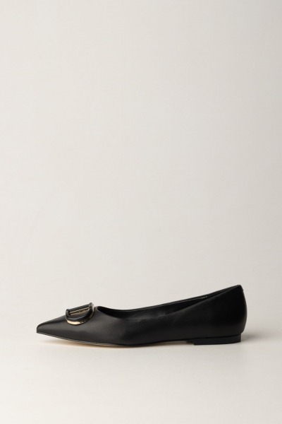 Twin-Set  Leather ballerinas with pointed toe 242TCP134 NERO