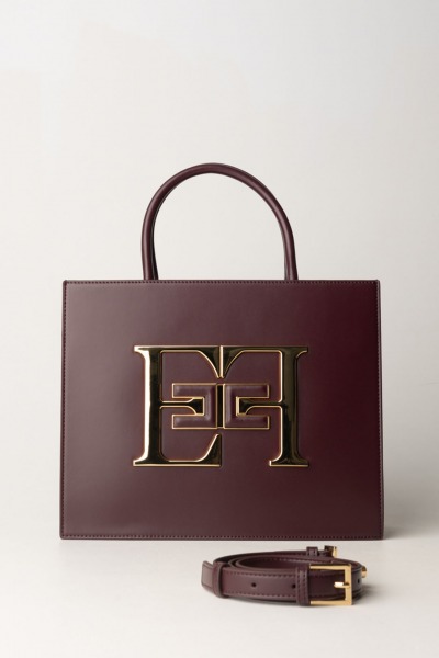 Elisabetta Franchi  Sac à main moyen avec logo BS05A46E2 ROUGE NOIR