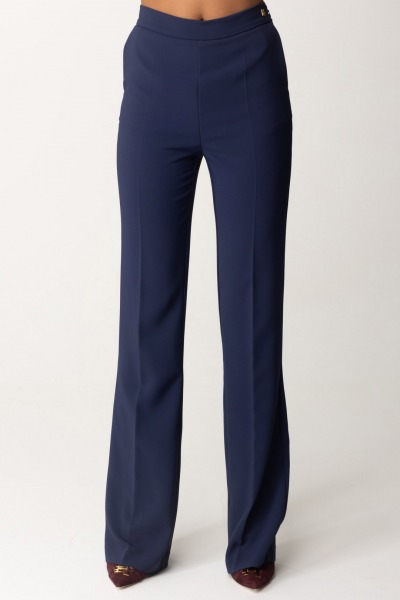 Elisabetta Franchi  Flared Pants with Logo at the waist PA03046E2 NAVY