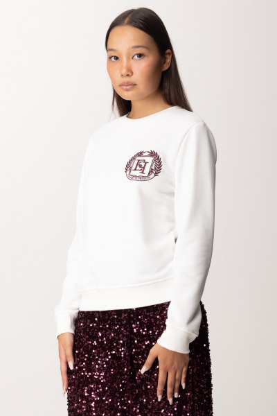 Elisabetta Franchi  Baumwoll-Sweatshirt mit aufgesticktem Wappen MD00446E2 AVORIO