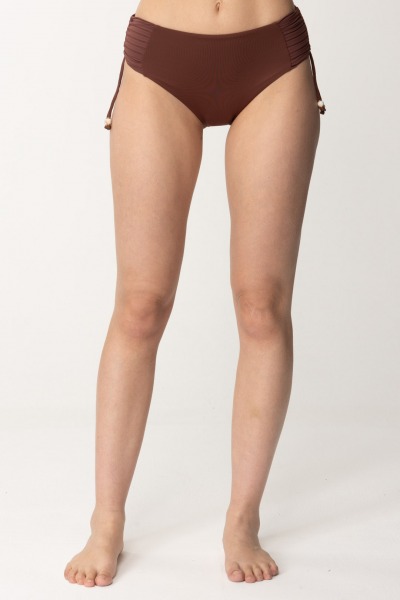 Twin-Set  Bikinihose mit Kordelzug 241LMMA99 BITTER CHOCOLATE