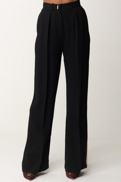 Elisabetta Franchi  Pantalon droit en crêpe envers satin PA04046E2 NERO