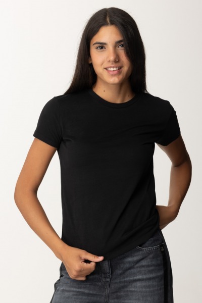 Elisabetta Franchi  T-Shirt mit Logo-Stickerei am Ärmel MA00546E2 NERO