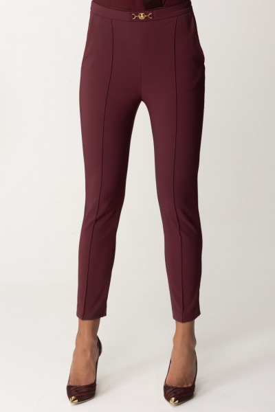 Elisabetta Franchi  Pantalon droit en tissu technique PA02346E2 ROUGE NOIR