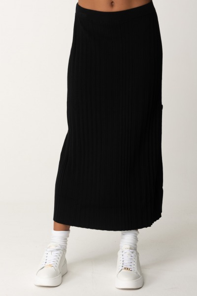 Twin-Set  Long Ribbed Knit Skirt 242LI3UDD NERO