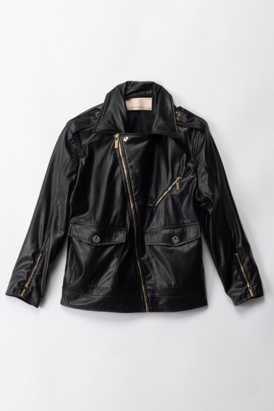 ELISABETTA FRANCHI BAMBINA  Leather jacket EFGB1090PE009.N000 BLACK