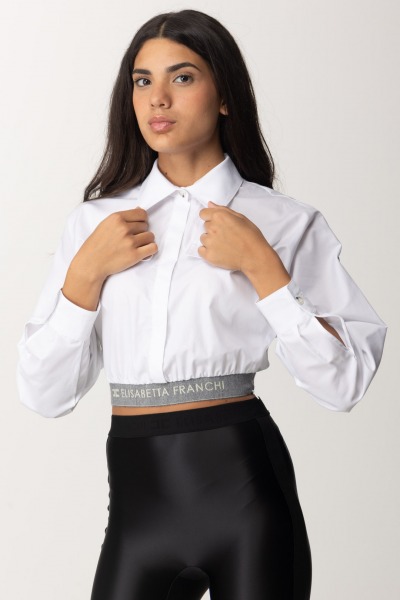 Elisabetta Franchi  Crop Shirt with Logo Waistband CA06446E2 BIANCO