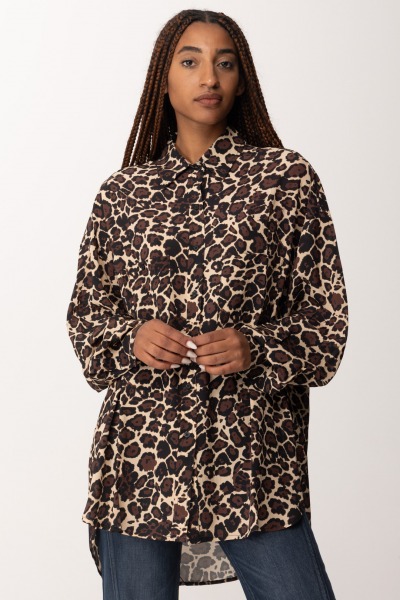 Replay  Animal print shirt W2155 00074994 BROWN/BLACK/SAN