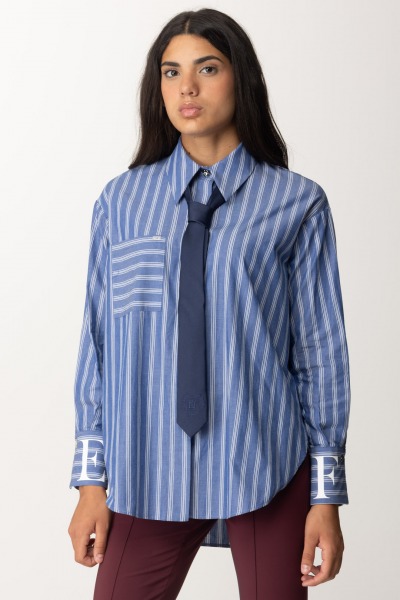 Elisabetta Franchi  Striped Poplin Shirt CAS6246E2 NAVY/BIANCO