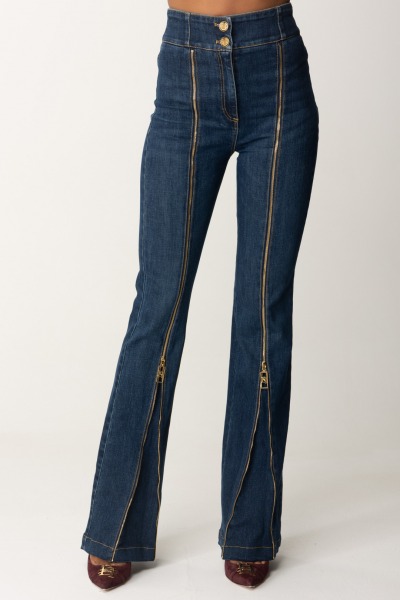 Elisabetta Franchi  Cotton flared jeans with zip PJ79D46E2 BLUE DENIM