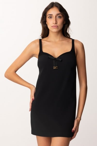 Elisabetta Franchi  Mini dress with sweetheart neckline and bow AB73547E2 NERO