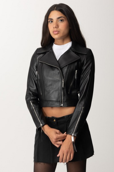 Elisabetta Franchi  Blouson motard en cuir véritable GD44Z46E2 NERO