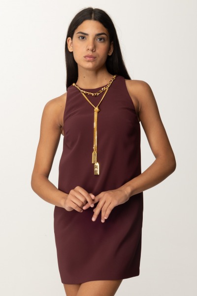 Elisabetta Franchi  Mini Boxy Dress with Necklace AB67446E2 ROUGE NOIR