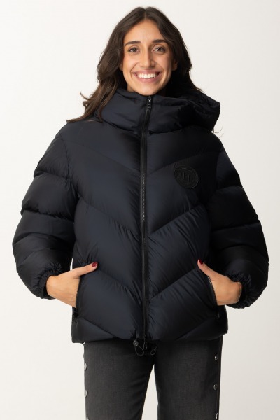 Elisabetta Franchi  Chevron quilted nylon down jacket PI72D46E2 NERO