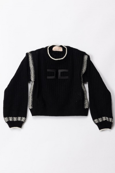 ELISABETTA FRANCHI BAMBINA  Sweater with contrasting details EFMA130CFL020.D349 BLA/BUT/CED