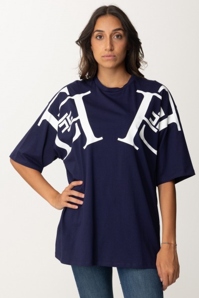 Elisabetta Franchi  Oversized T-shirt with Maxi Logo MA01146E2 NAVY