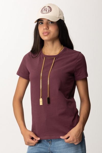 Elisabetta Franchi  Jersey T-shirt with Necklace MA00946E2 ROUGE NOIR