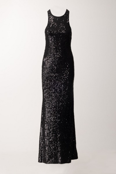 Elisabetta Franchi  Red Carpet Sleeveless Dress with Full Sequins AR46J42E2 NERO