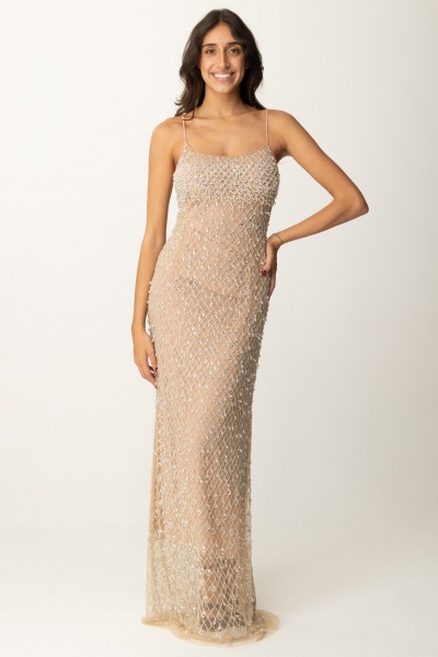 Elisabetta Franchi  Red Carpet dress in tulle with embroidery and rhinestones AB74447E2 CRYSTAL